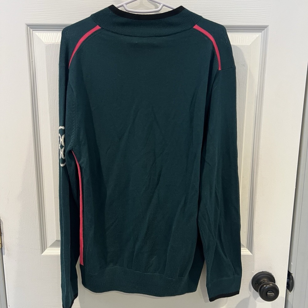 GFore Circle G Logo Green Pink Quarter Zip Merino Wool Golf Sweater Men's M - Picture 5 of 6